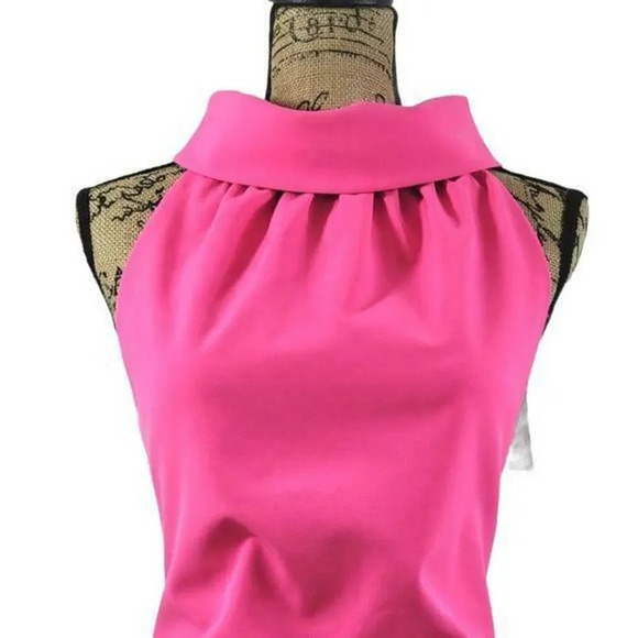SAIL TO SABLE Womens High Neck Sheath Kneelength Dress Size Medium Pink New - Picture 5 of 12